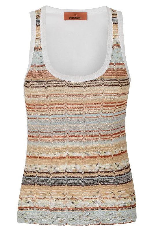 Knitted Insert Motif Tank cutout tank top