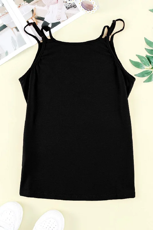 Lace-up V-Neck Skull Tank Top stretchy tank top