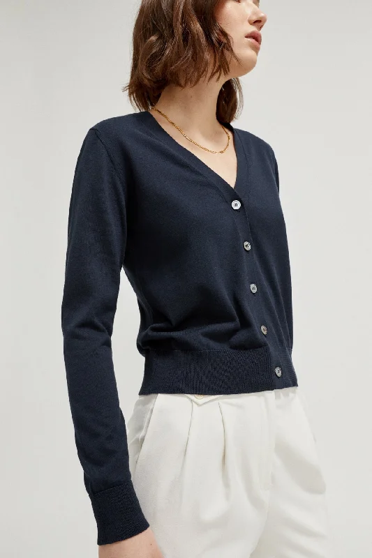 The Organic Cotton Lightweight Cardigan Herringbone Houndstooth Plaid