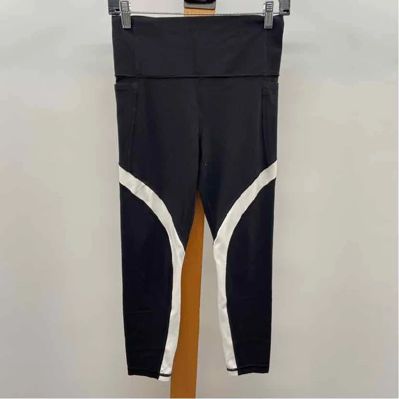 Athleta Women's Size S Black Stripe Pants Trendy Velvet Pants