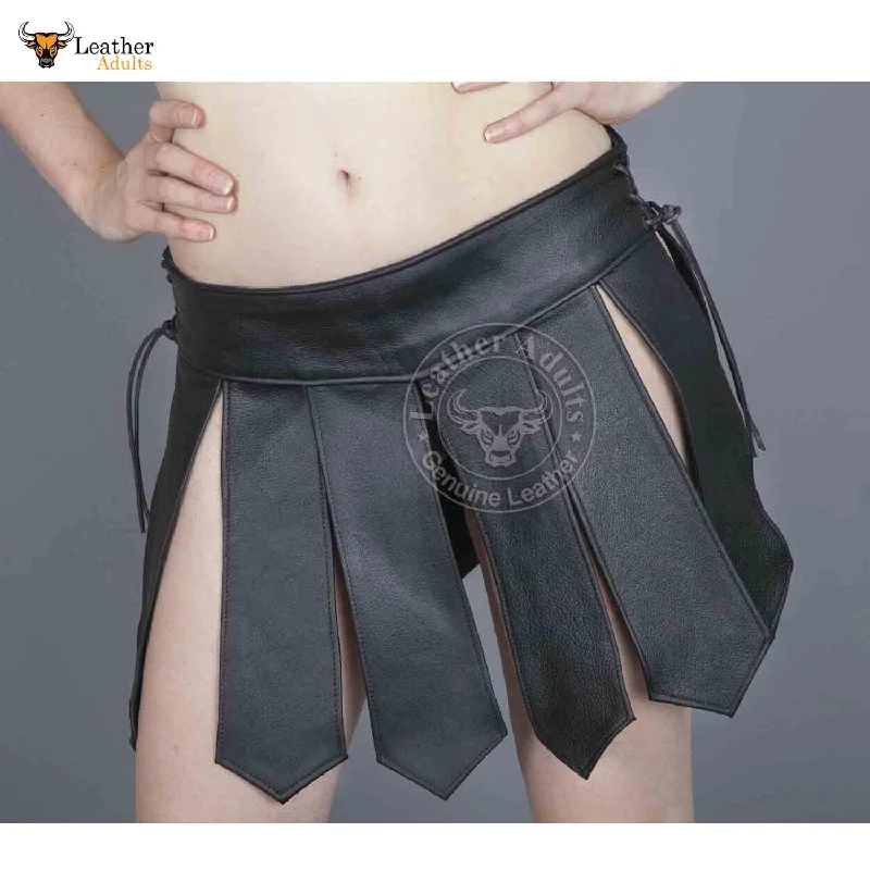 Womens Black Sexy Genuine Leather Mini Skirt Kilt Gladiator Skirt Kilt All Sizes summer skirt style