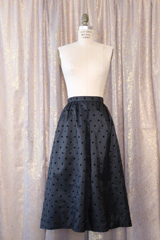 Flocked Polka Dot Ball Skirt L velvet skirt rich
