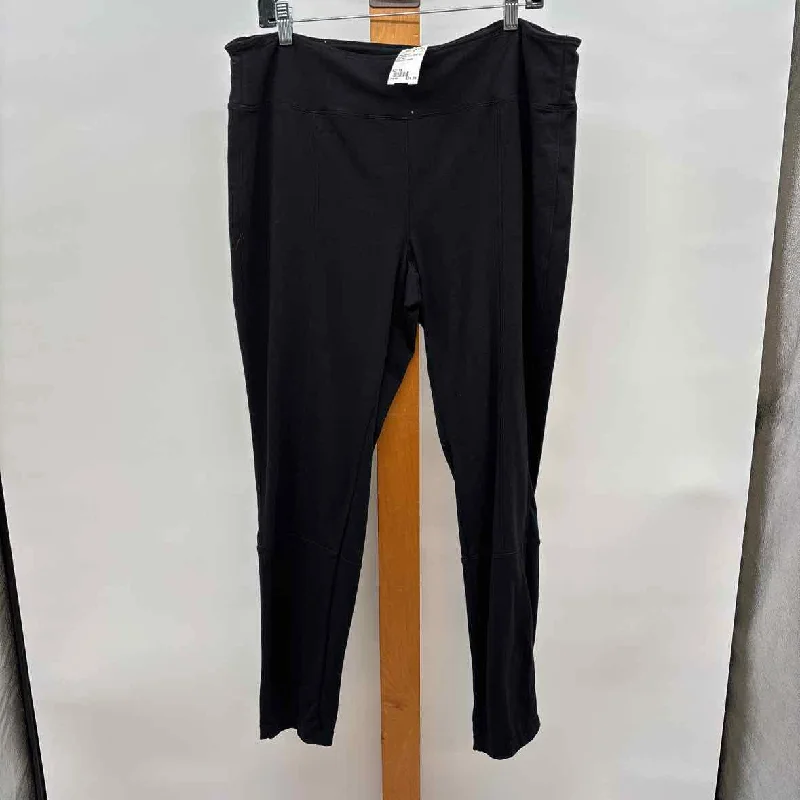 Neon Buddha Women's Size 16 Black Solid Pants Trendy High-Waist Trousers