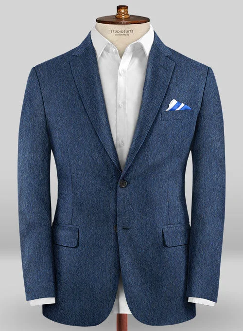 Colombo Tom Blue Cashmere Jacket Denim Fabric Leather Fabric Suede Fabric