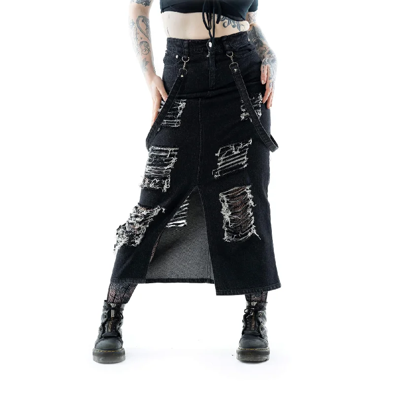 RUNA SKIRT - BLACK STONEWASH wool skirt sturdy