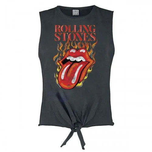 Amplified Womens/Ladies Hot Tongue The Rolling Stones Cropped Tank Top long tank top