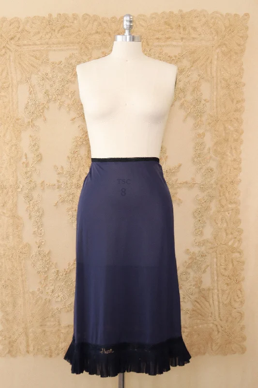 Navy Flutter Hem Slip Skirt XS/S boho skirt vibe