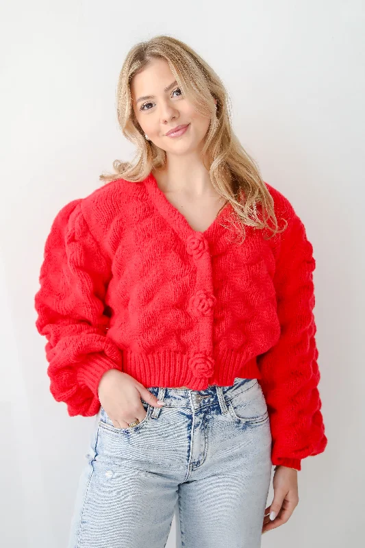 FINAL SALE - Charismatic Romantic Red Sweater Cardigan Hooded Cardigan Collared Cardigan Shawl Collar