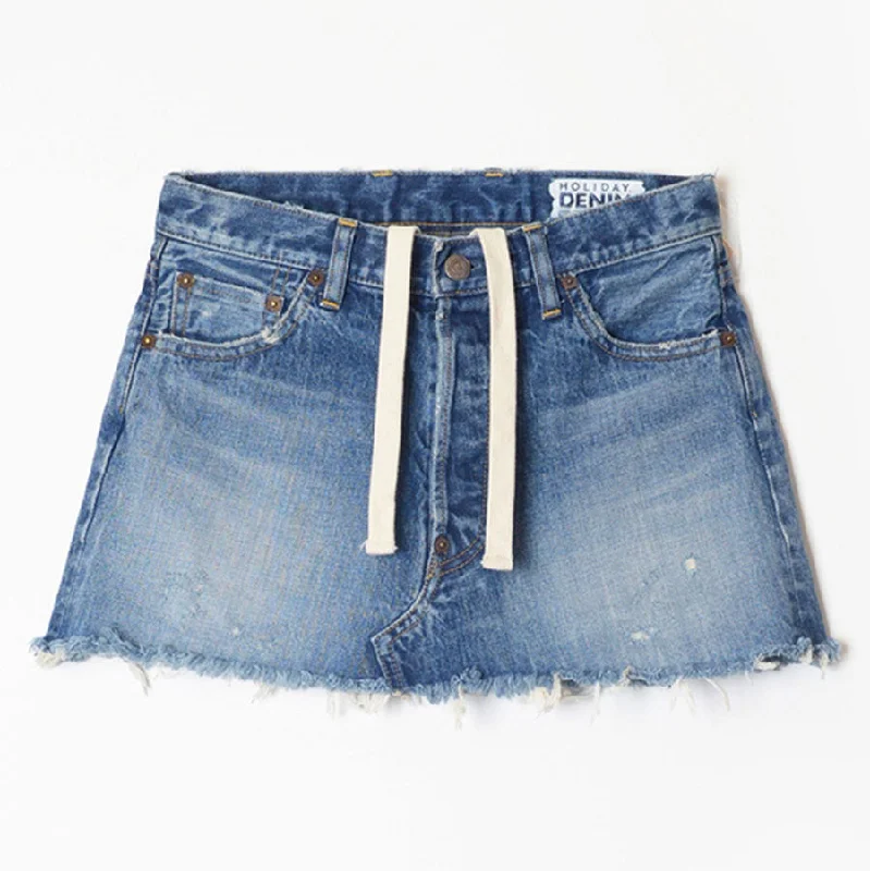 【HOLIDAY/ホリデイ】<br>DAMAGE DENIM MINI SKIRT <br>24202003 corduroy skirt comfortable