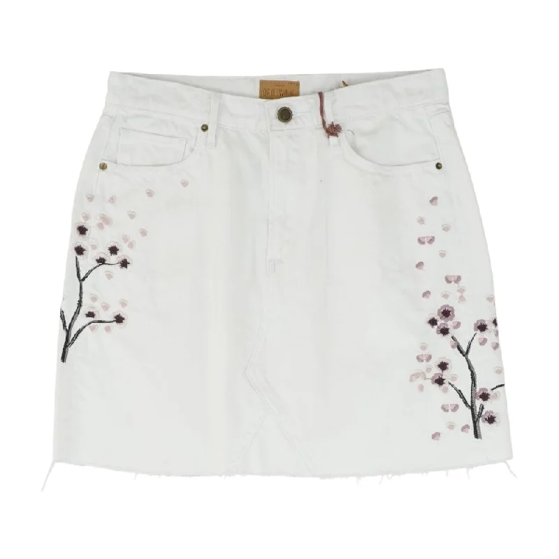 White Embroidery Detail Midi Skirt silk skirt lustrous