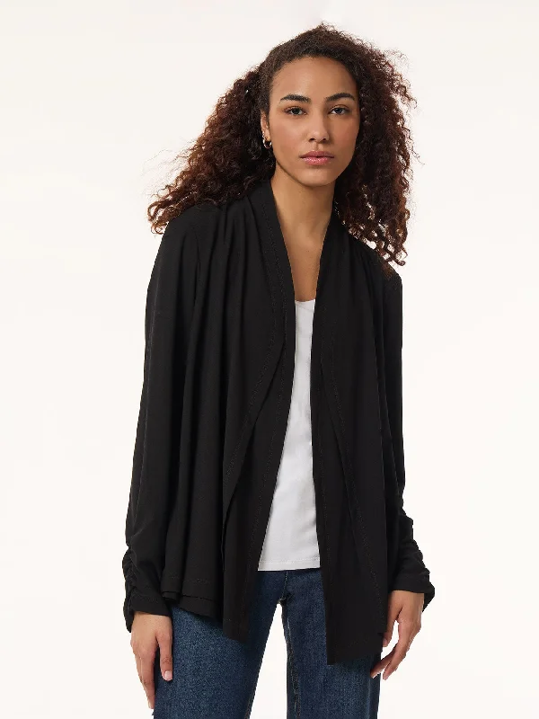 Long Sleeve Double Layer Cardigan, Moss Crepe Knit Fabric Woven Fabric Fleece Fabric