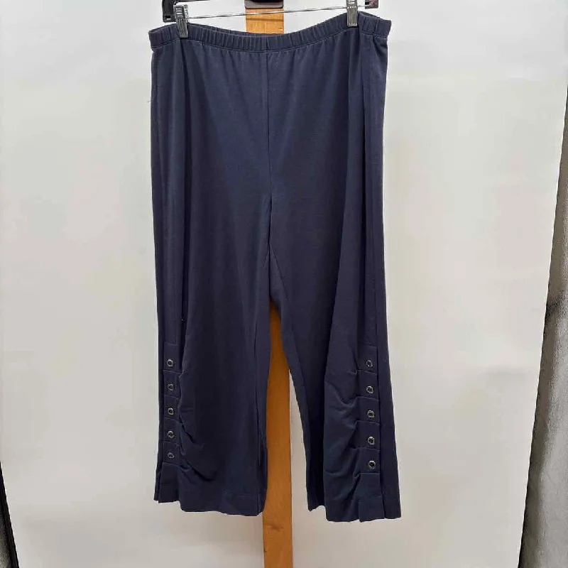 Neon Buddha Women's Size 14 Navy Solid Pants Classic Straight Pants
