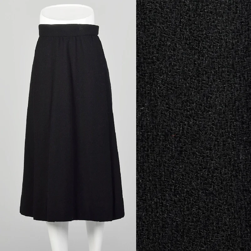 Small 1940s Black Wool Skirt modal blend skirt