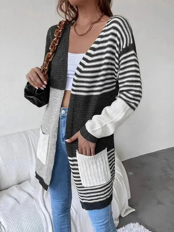 Striped Patchwork Women Cardigan Sweater Faux Fur Fabric Real Fur Fabric Shearling Fabric Striped Patchwork Women Cardigan Sweater Faux Fur Fabric Real Fur Fabric Shearling Fabric