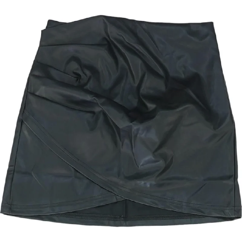 Black Solid Mini Skirt wrap skirt elegant