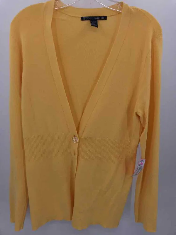 Pre-Owned Scott Taylor Yellow Size Medium Cardigan Sweater Knit Fabric Woven Fabric Fleece Fabric Pre-Owned Scott Taylor Yellow Size Medium Cardigan Sweater Knit Fabric Woven Fabric Fleece Fabric