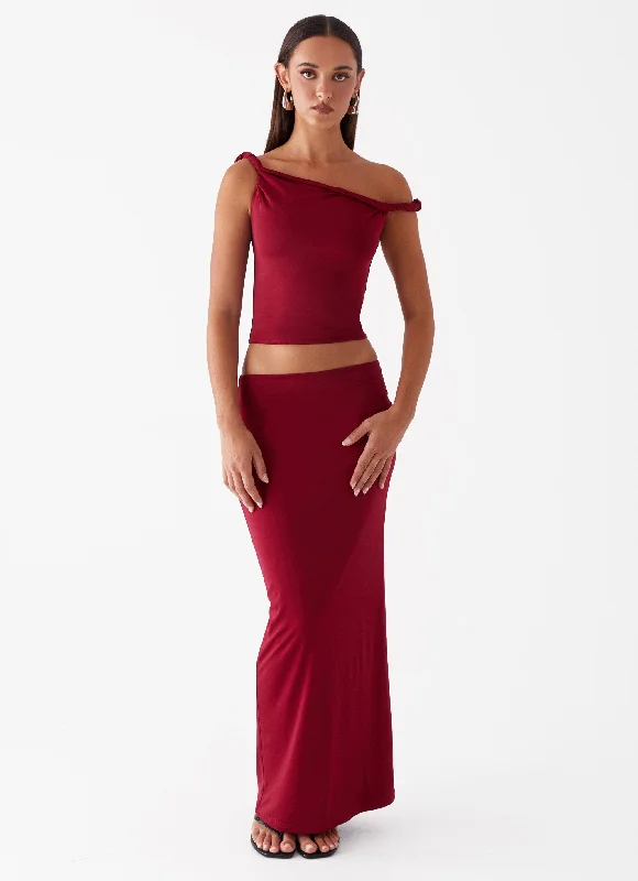 Solace Soul Maxi Skirt - Maroon leather skirt durable