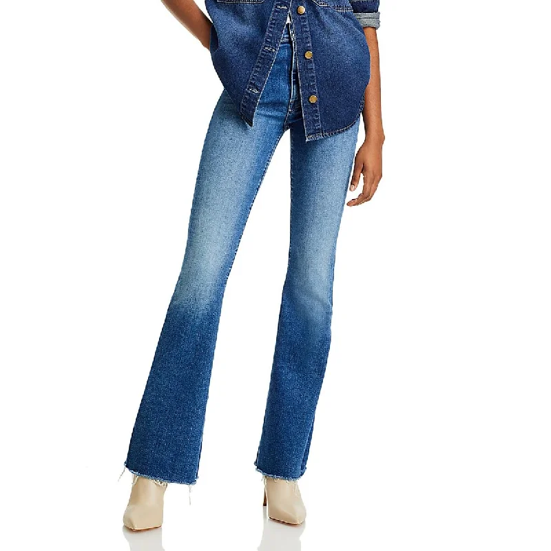 Mother Womens Cruiser Sneak Fray Frayed Hem Med Wash Flared Pants Trendy Velvet Pants