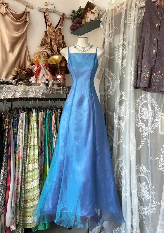 Blue Straps A-Line Vintage Long Party Dress Formal Evening Gown, DP4551 Tunics Chic fashionable Blue Straps A-Line Vintage Long Party Dress Formal Evening Gown, DP4551 Tunics Chic fashionable