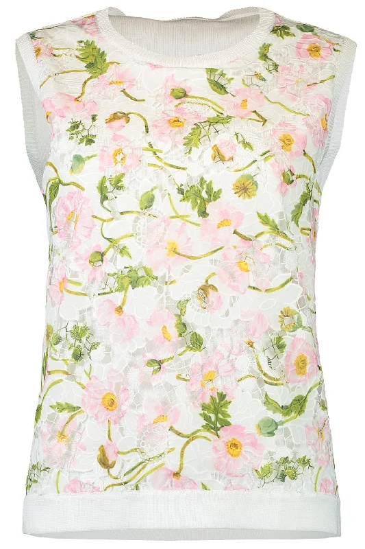 Mixed Botanical Inset Tank flowy tank top