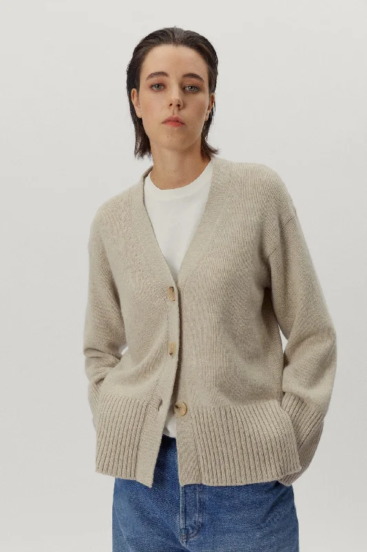 The Woolen Relaxed Cardigan Welt Pockets Slit Pockets Flap Pockets