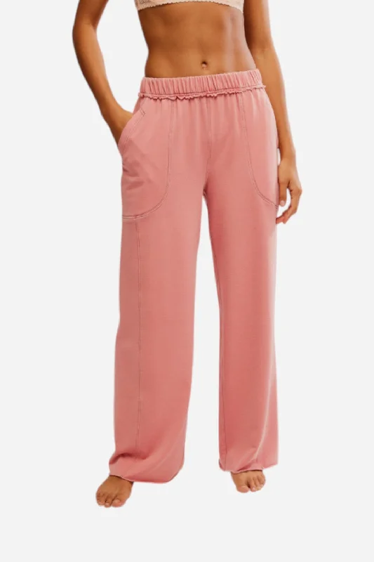 Free People Don't Wait Up Lounge Pant in Rose Dawn Formal Slim Pants