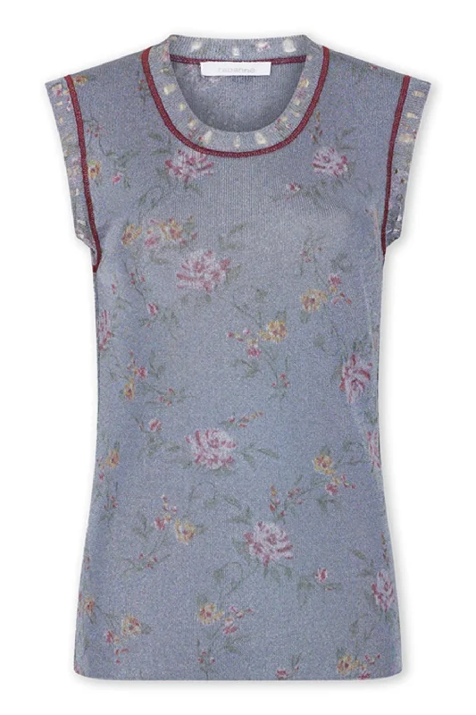 SLEEVELESS FLORAL TANK TOP glitter tank top