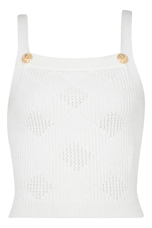 Two Button Short Tank - Blanc low neck tank