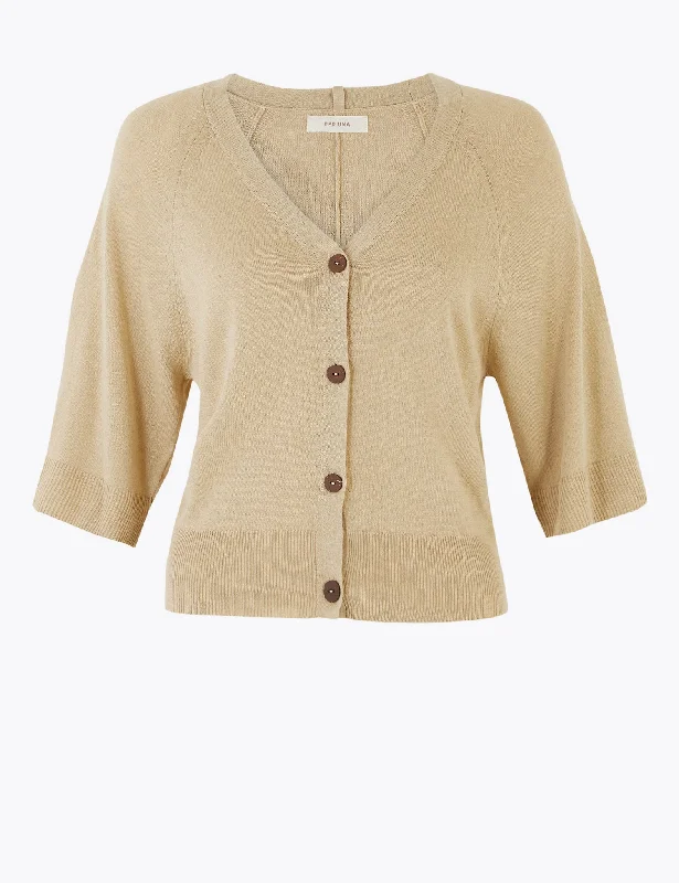 Ribbed Button Front Cropped Cardigan Seamless Knitted Crochet