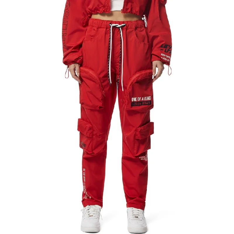 Relaxed Slouched Windbreaker Cargo Pants - True Red Chic Wool Trousers