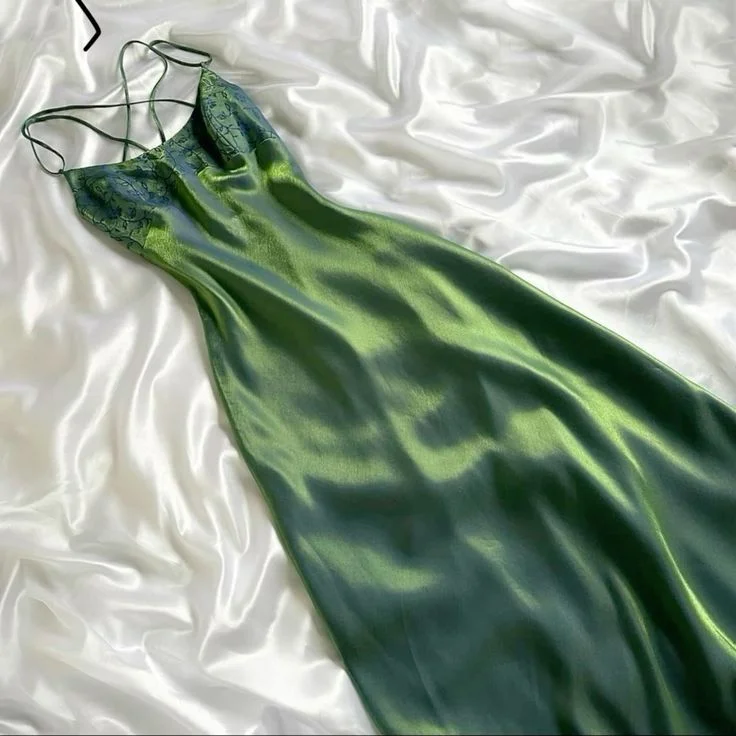 Green Spaghetti Straps Sheath Satin Vintage Long Party Dress, DP4427 Tunics Practical easy-care Green Spaghetti Straps Sheath Satin Vintage Long Party Dress, DP4427 Tunics Practical easy-care