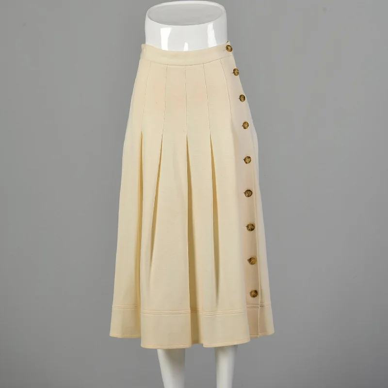 XS Sonia Rykiel 1990s Cream A-line Skirt cashmere skirt fine