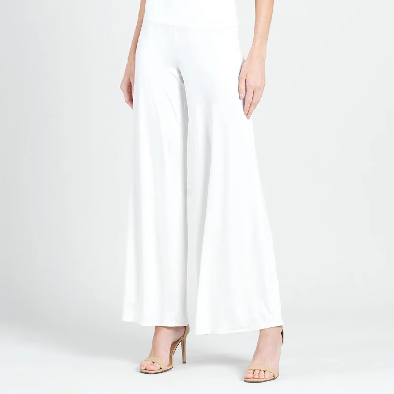 Crushed Silk Knit - Palazzo Pant - Ivory - Final Sale! Relaxed High-Waist Trousers