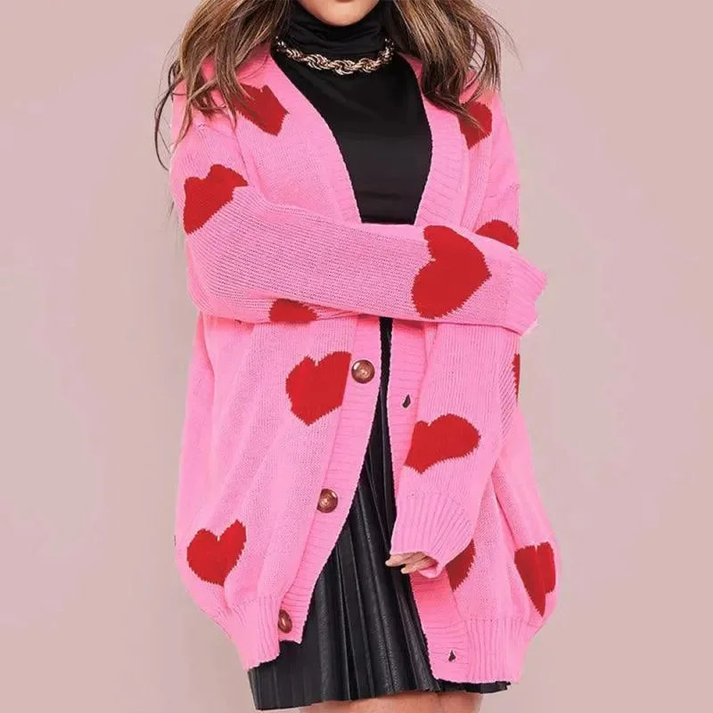 Love Knitted  Women Cardigan Sweater Spandex Blend Rayon Blend Denim Blend