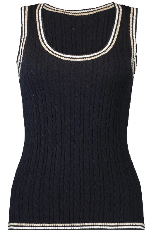 Scoop Neck Tank - Navy Combo teal tank top