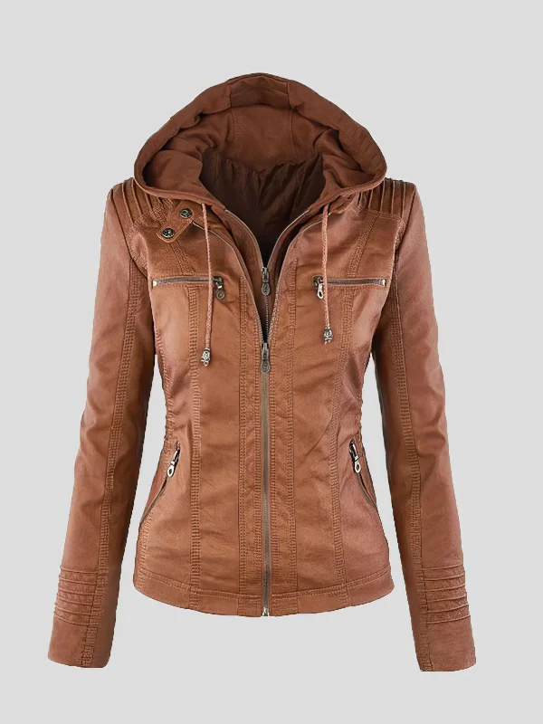 Beige Houndstooth Corduroy Jacket Zippered Jacket Buttoned Jacket Snapped Jacket