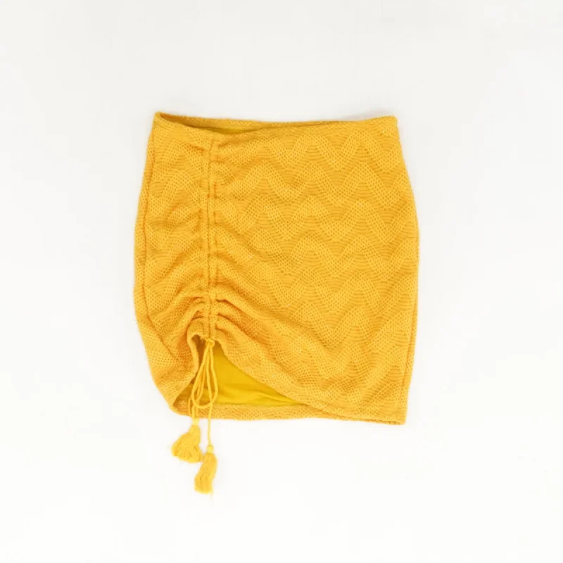 Yellow Graphic Mini Skirt leather skirt bold