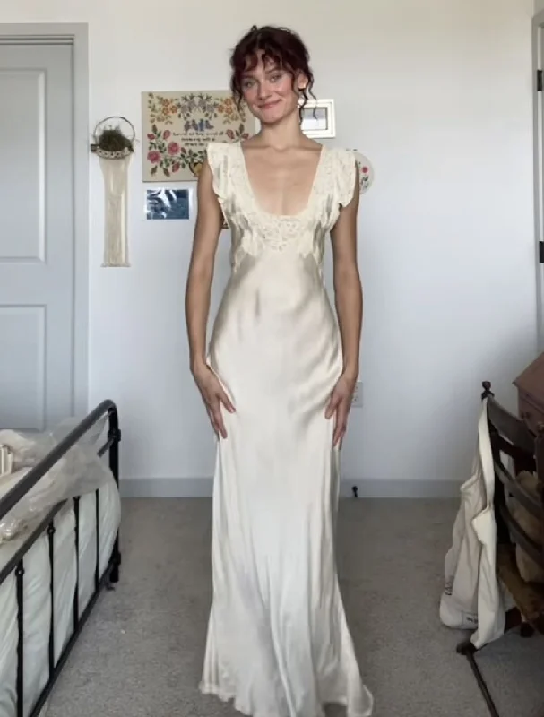 Elegant Ivory Sheath Satin Long Party Dress Wedding Guest Dress, DP4621 Mermaid Tail Wedding