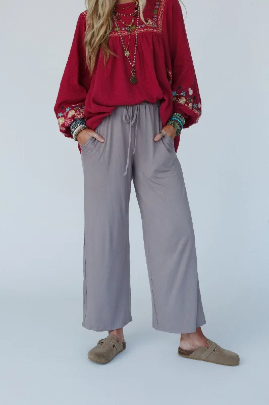 The Nest Forever Comfy Drawstring Wide Leg Pants -  Light Mocha Formal Stretch Pants