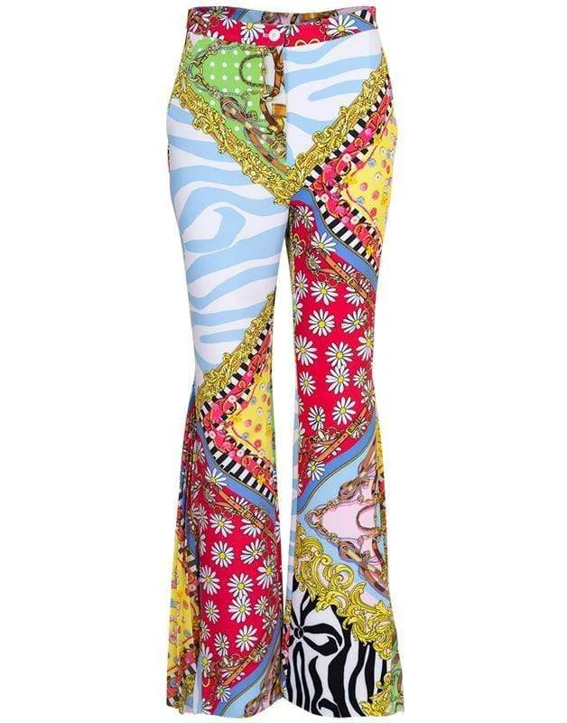 Fantasy Print Flared Pant Slim Fit Casual Pants