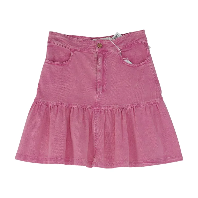 Pink Solid Mini Skirt pleated skirt texture