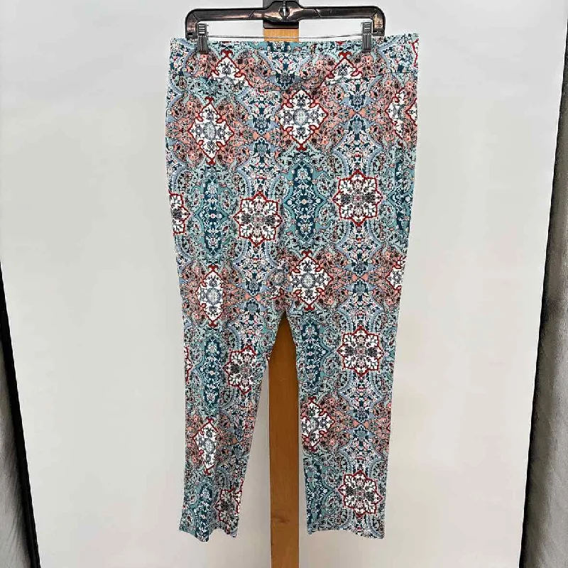Chico's Women's Size 12 Blue medallion Pants Stylish Elastic Waist Pants