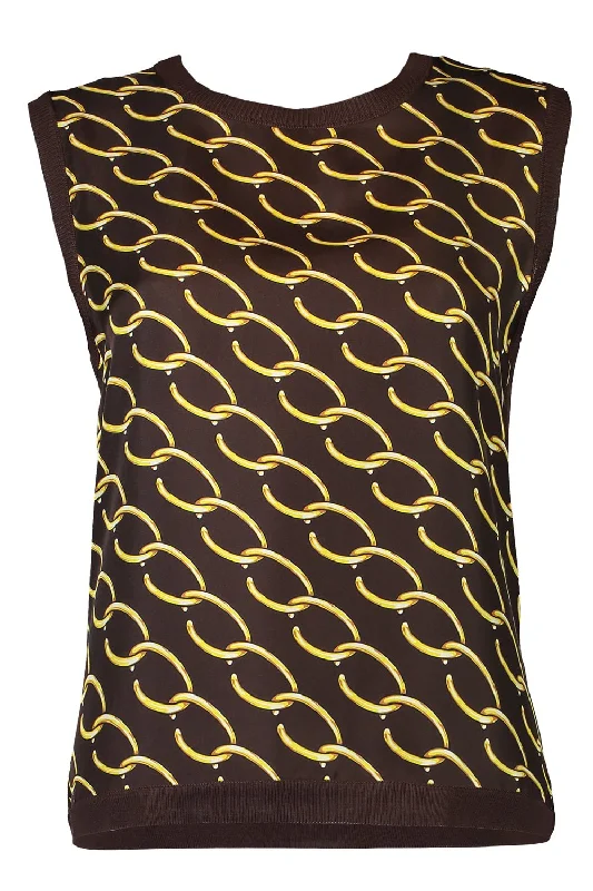 Oscar Chain Inset Tank black tank top