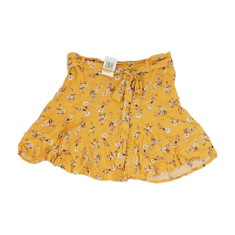 Yellow Floral Mini Skirt relaxed fit skirt