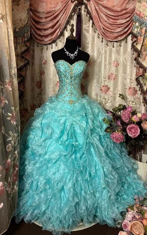 Blue Sweetheart A-Line Organza Vintage Long Party Dress Evening Gown, DP4509 Boatneck Modish Everyday Blue Sweetheart A-Line Organza Vintage Long Party Dress Evening Gown, DP4509 Boatneck Modish Everyday
