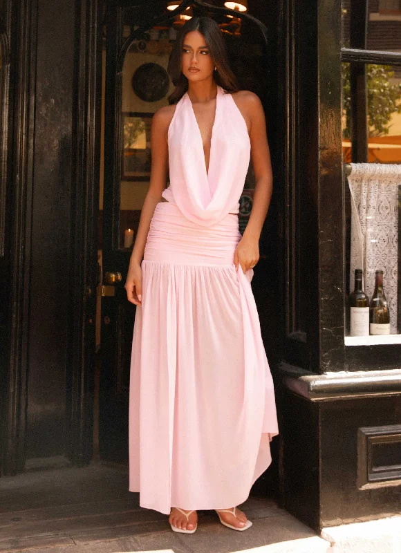 Sawyer Maxi Skirt - Pink linen skirt airy