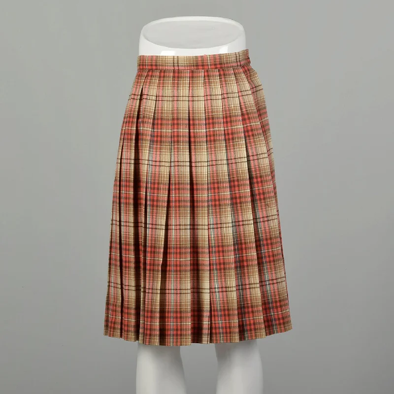 XS 1950s Skirt Plaid Pleated Autumn School Girl Uniform Light Academia velvet skirt glossy