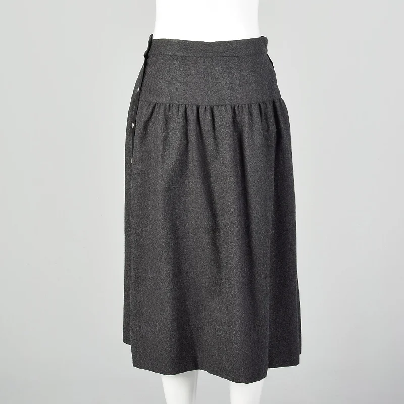 Saks Fifth Avenue Grey Wool Skirt With Snap Sides denim skirt classic