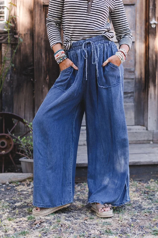 So Fine Wide Leg Pants - Blue Comfy High-Waist Jeans