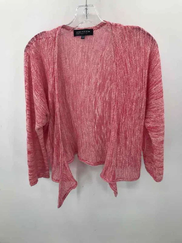 Pre-Owned Jones NY Pink Size Large P Cardigan Sweater Iron Safe Non-Iron Wrinkle Free